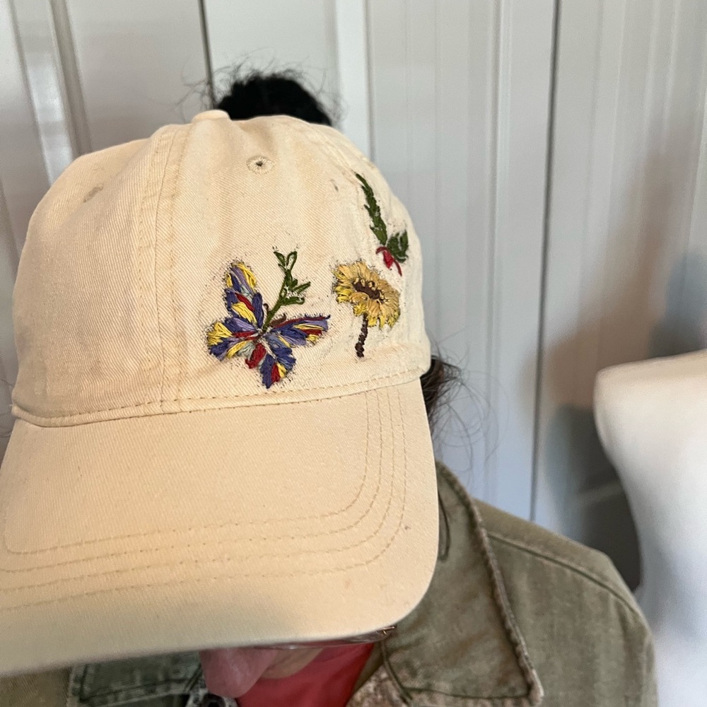 Hand embroidered ball cap